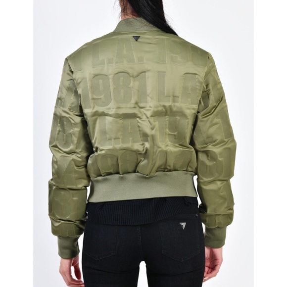 New GUESS All over logo bomber Jacket SZ S - Picture 6 of 12